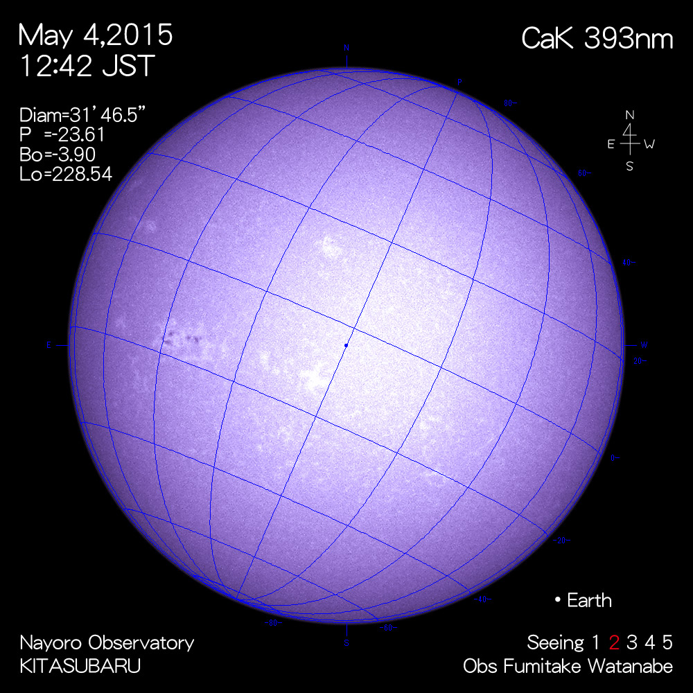 2015年5月4日CaK波長の太陽