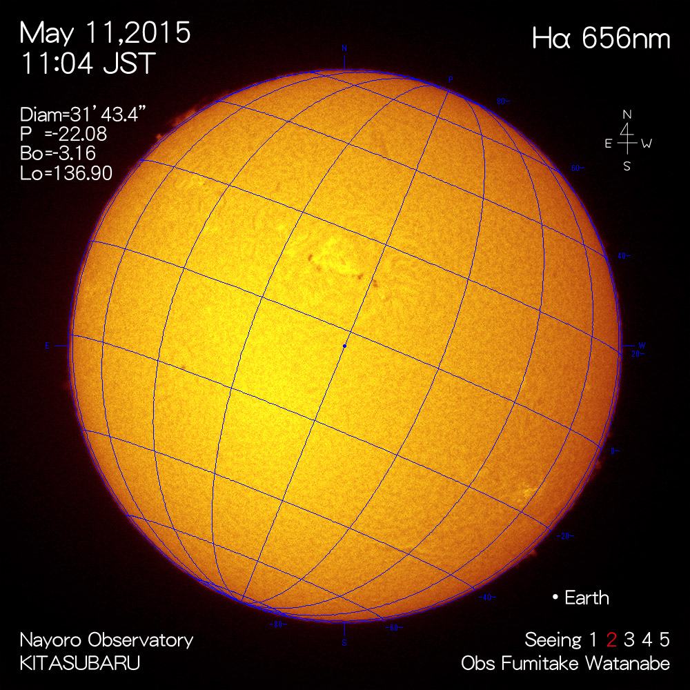 2015年5月11日Hα波長の太陽