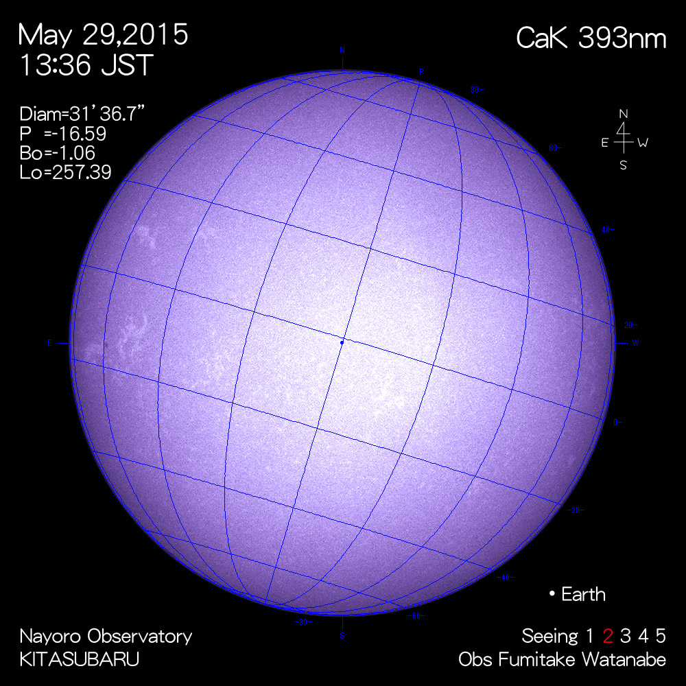 2015年5月29日CaK波長の太陽