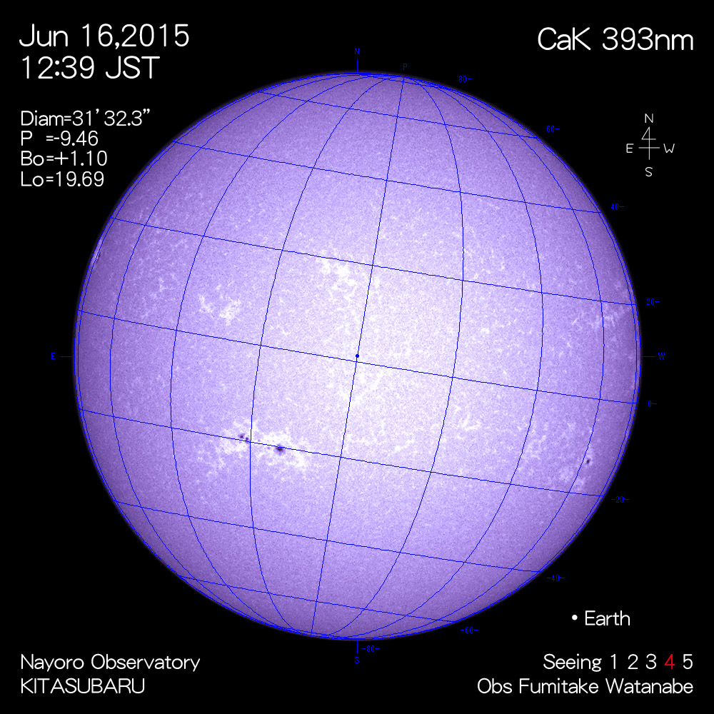 2015年6月16日CaK波長の太陽