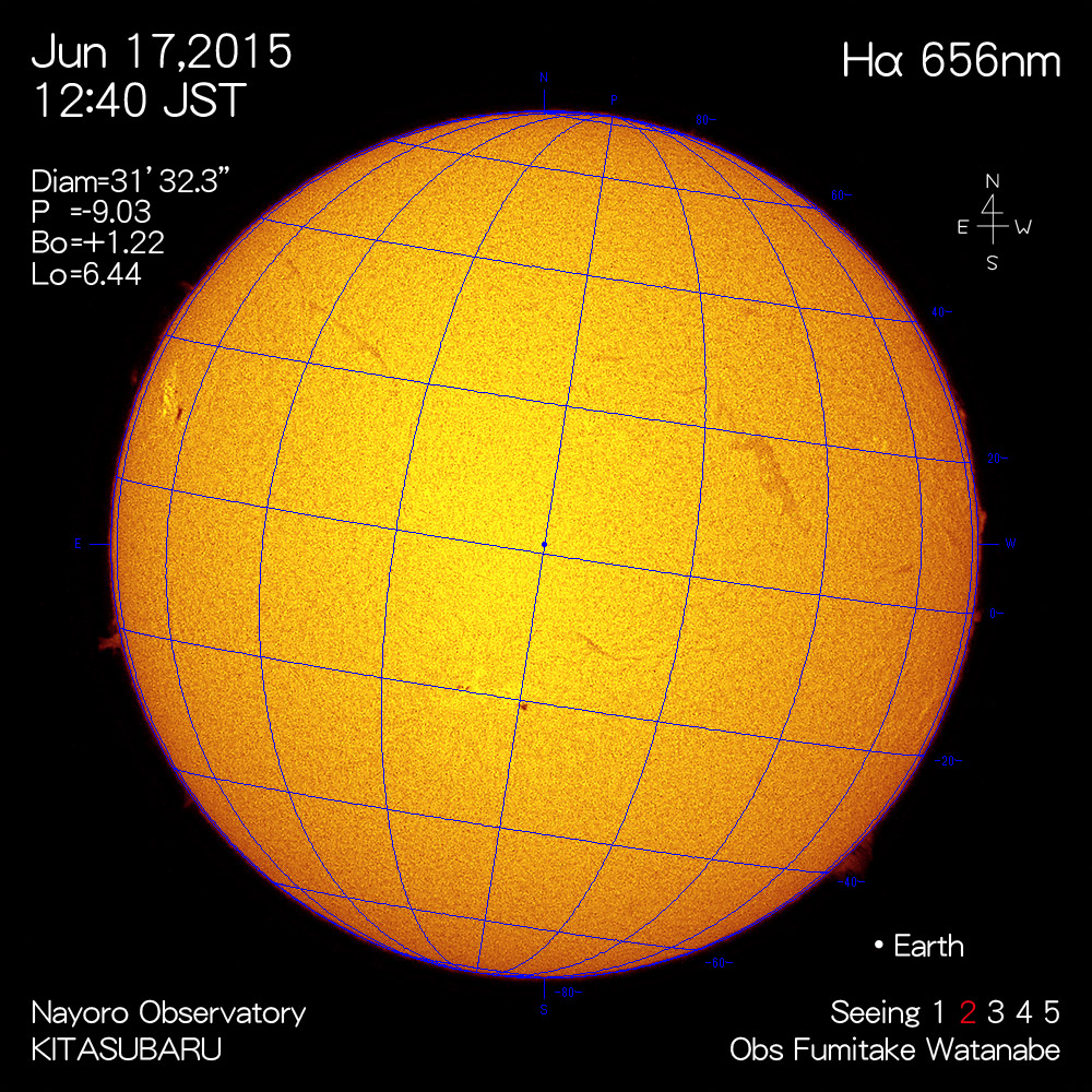 2015年6月17日Hα波長の太陽