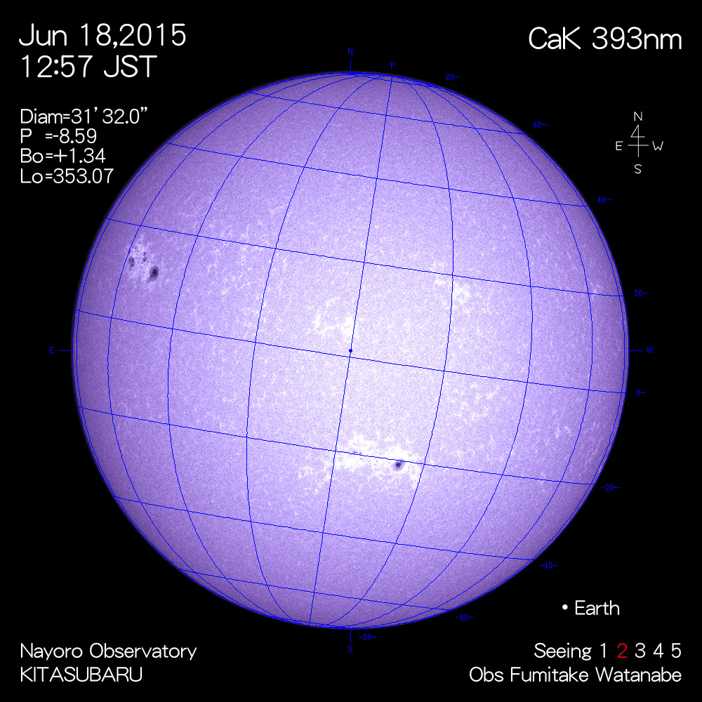 2015年6月18日CaK波長の太陽
