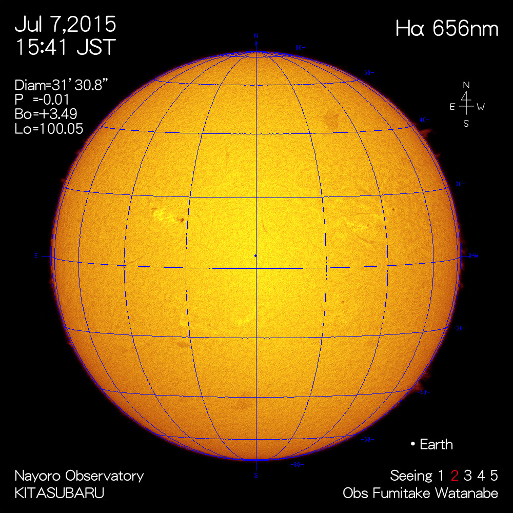 2015年7月7日Hα波長の太陽