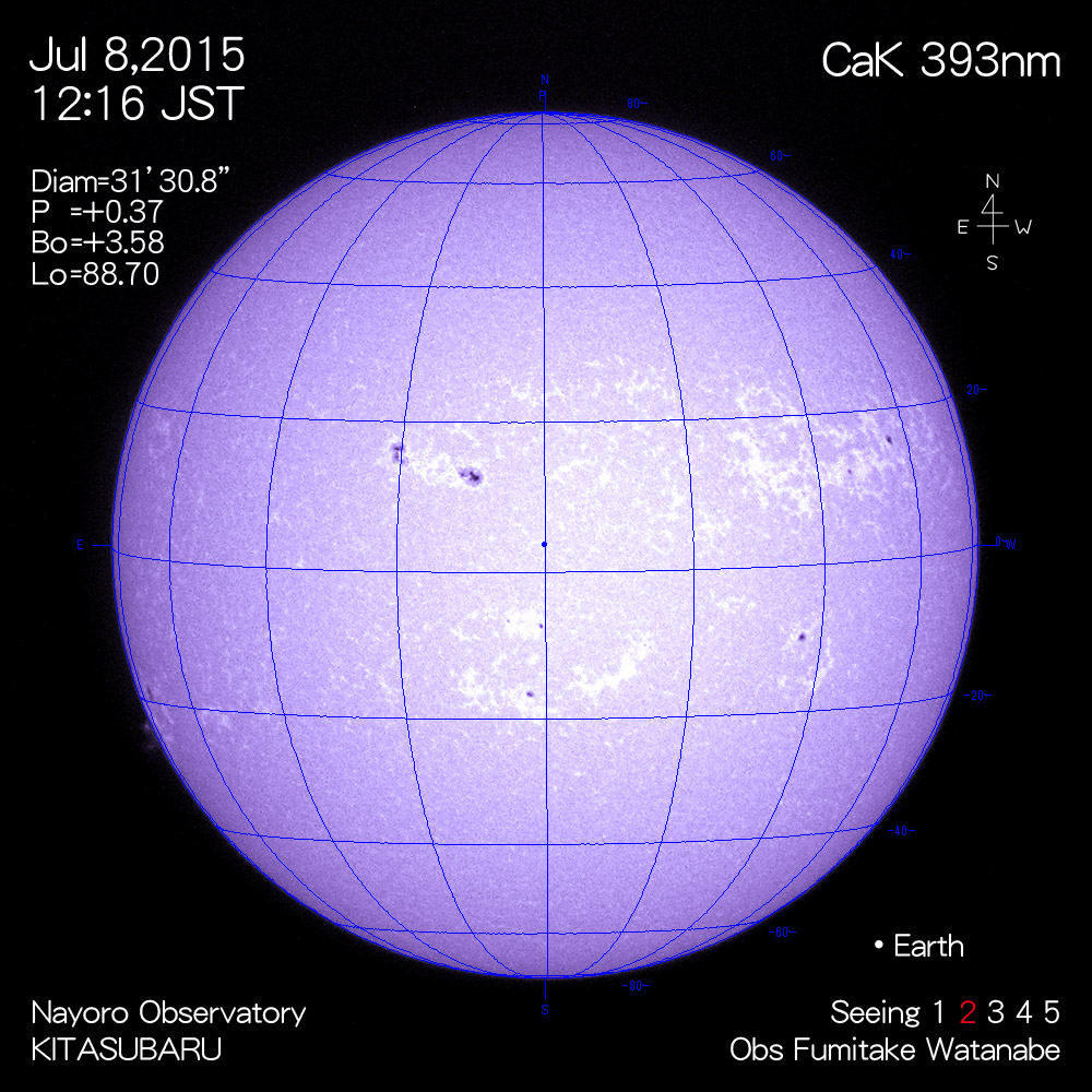 2015年7月8日CaK波長の太陽