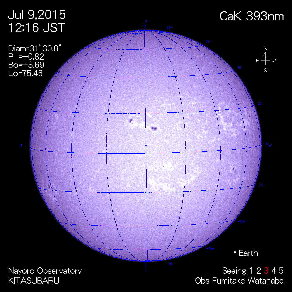 2015年7月9日CaK波長の太陽