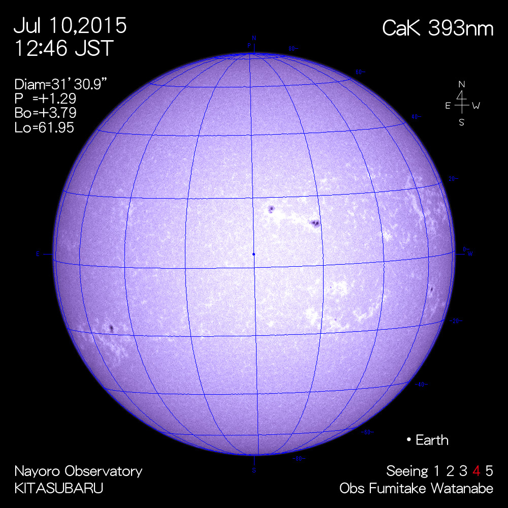 2015年7月10日CaK波長の太陽
