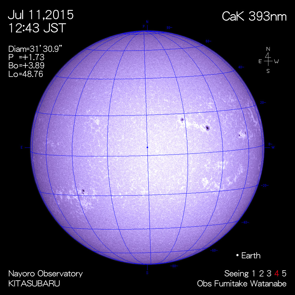 2015年7月11日CaK波長の太陽