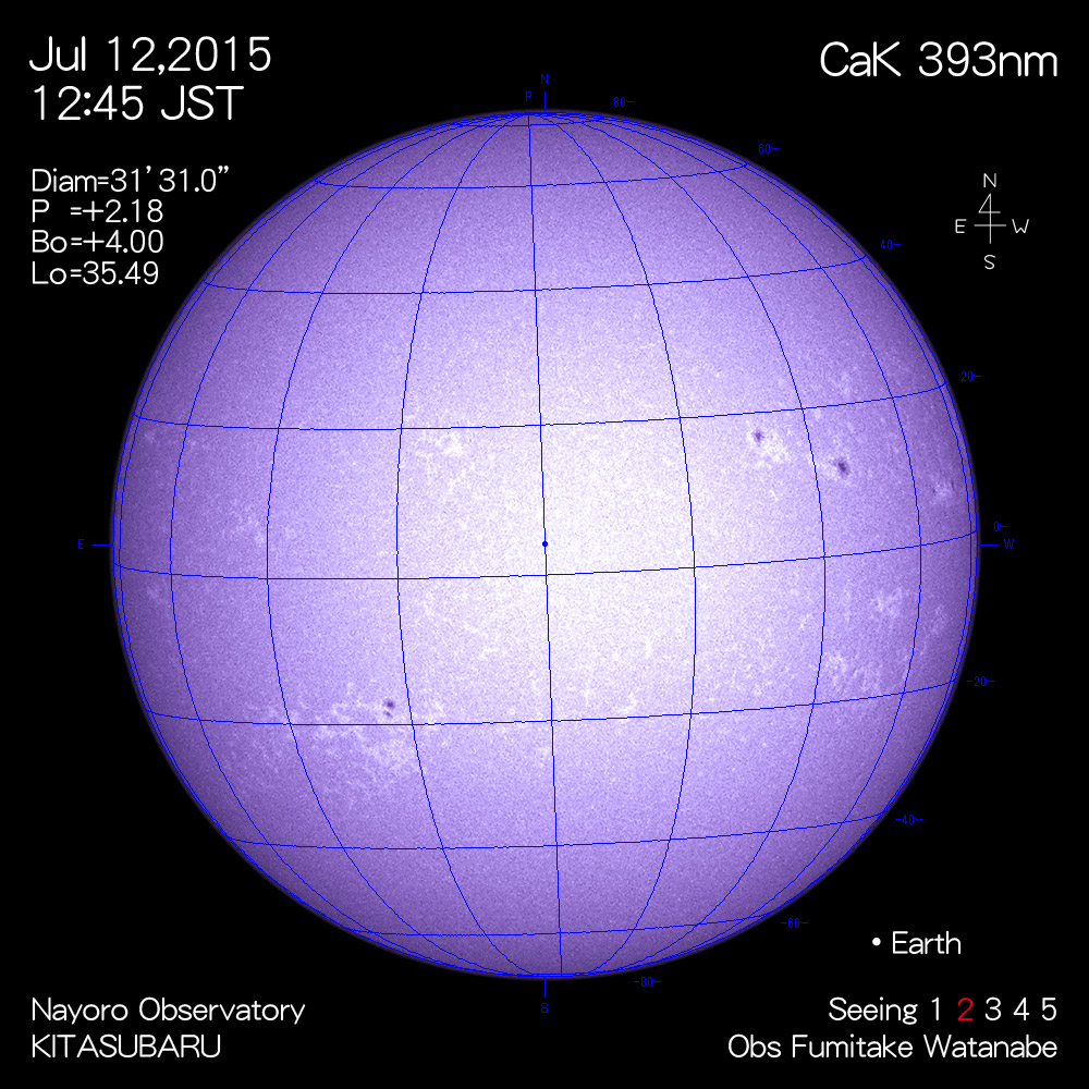 2015年7月12日CaK波長の太陽