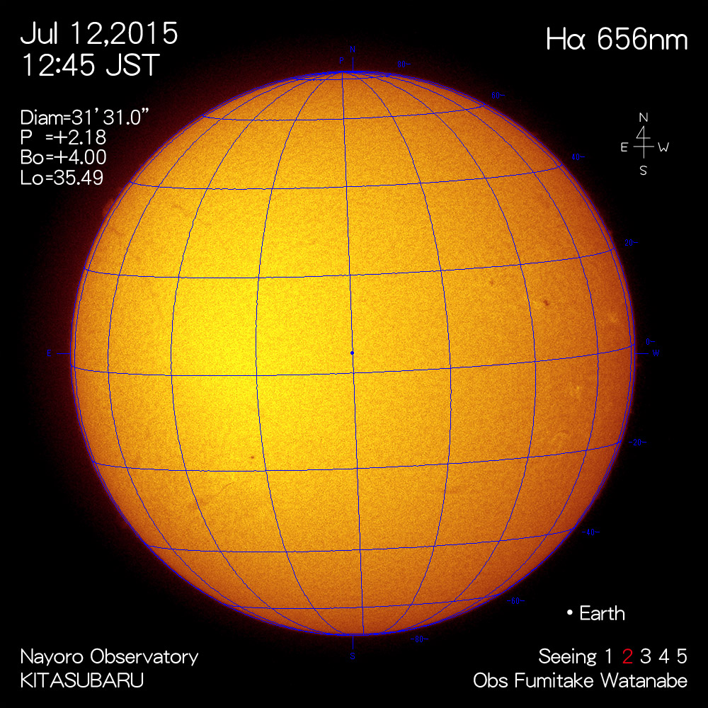 2015年7月12日Hα波長の太陽