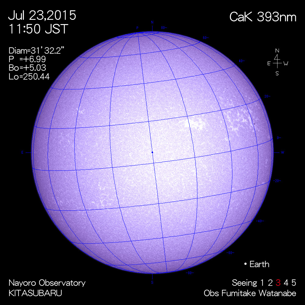 2015年7月23日CaK波長の太陽