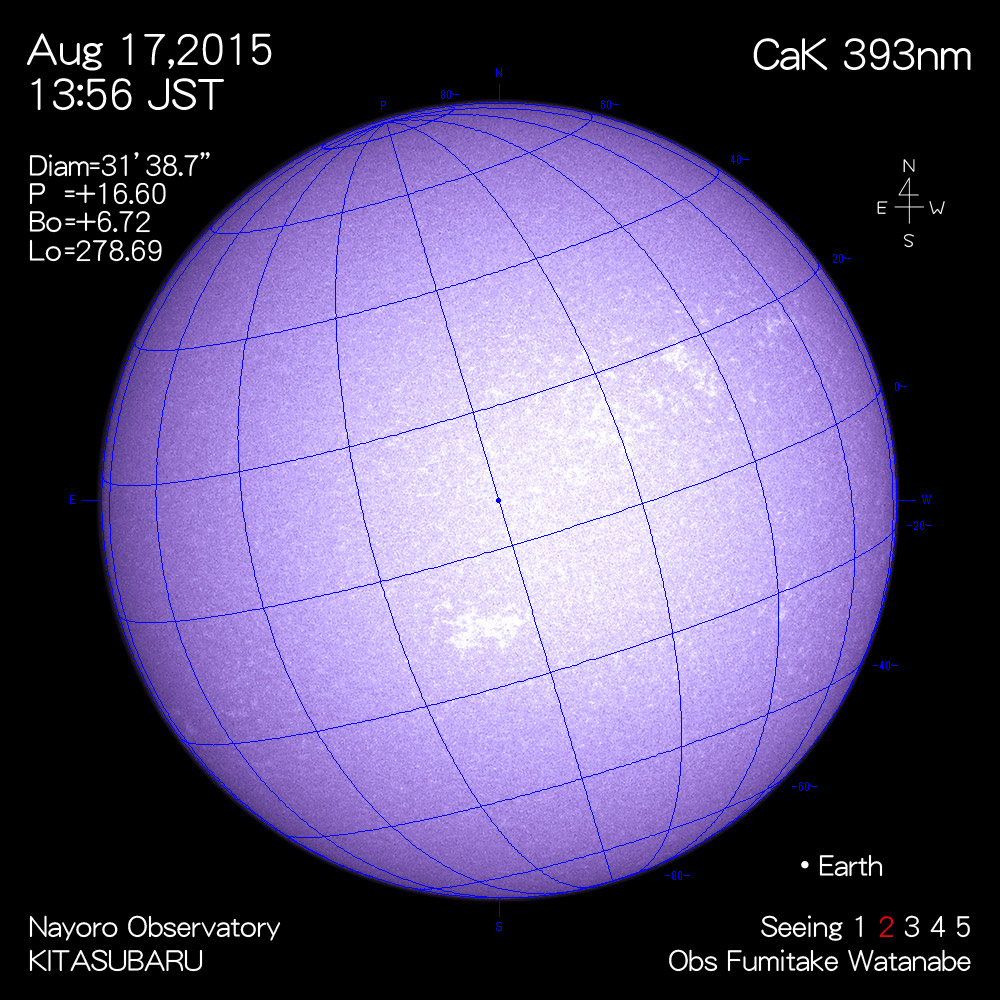 2015年8月17日CaK波長の太陽