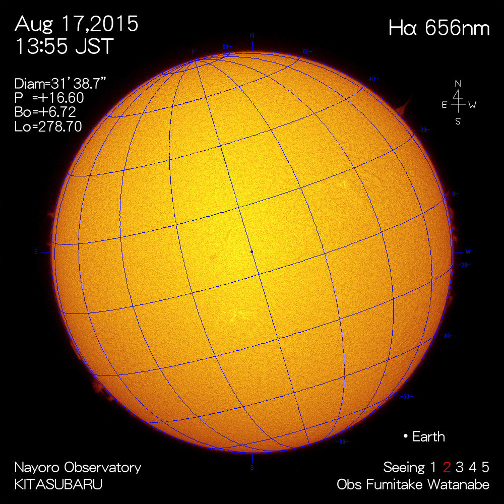 2015年8月17日Hα波長の太陽