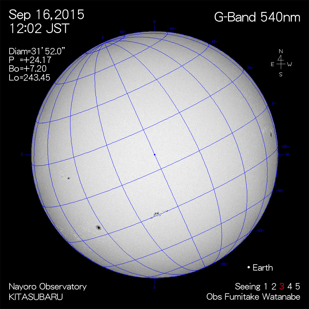 2015年9月16日540nm波長の太陽