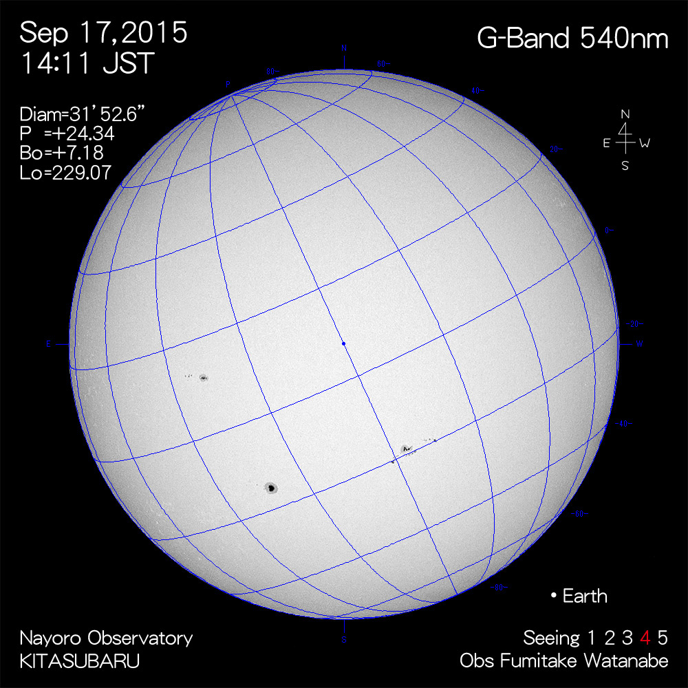 2015年9月17日540nm波長の太陽