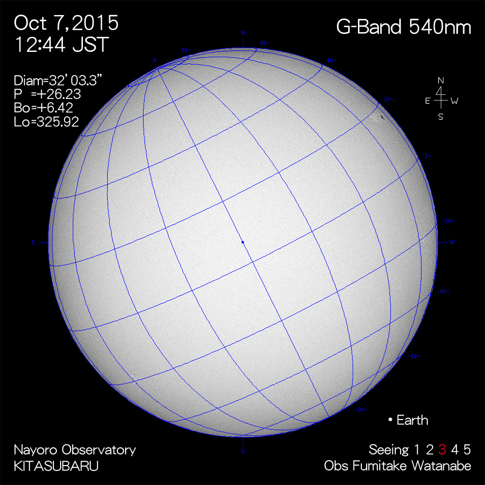 2015年10月7日540nm波長の太陽