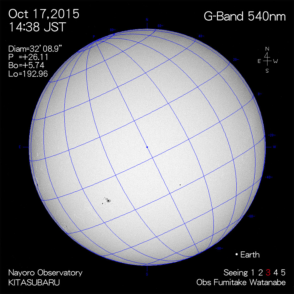 2015年10月17日540nm波長の太陽