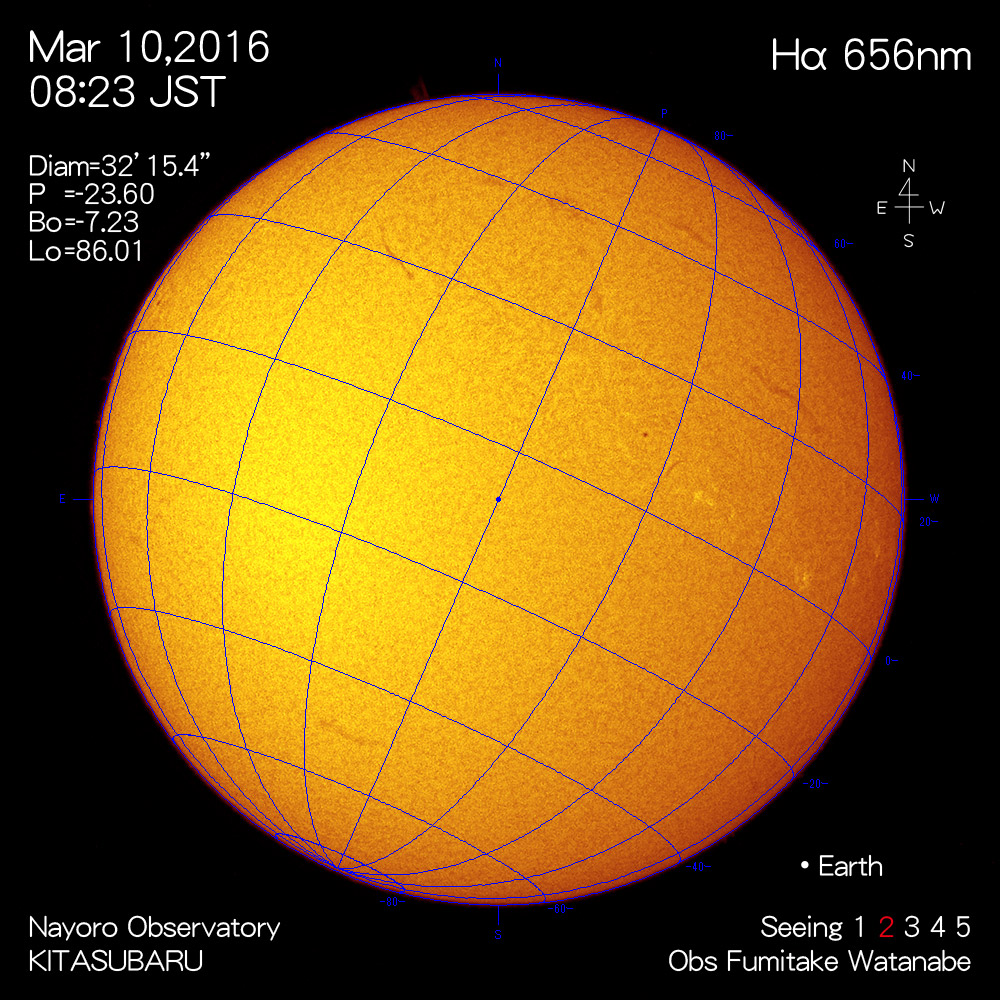 2016年3月10日Hα波長の太陽