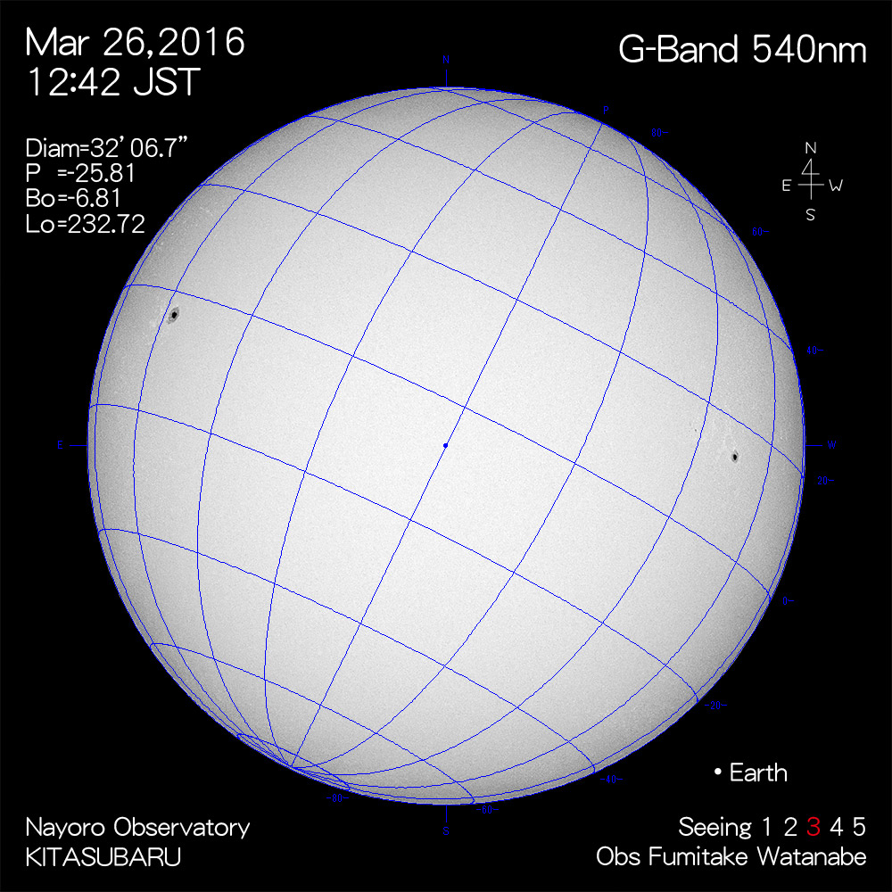2016年3月26日540nm波長の太陽