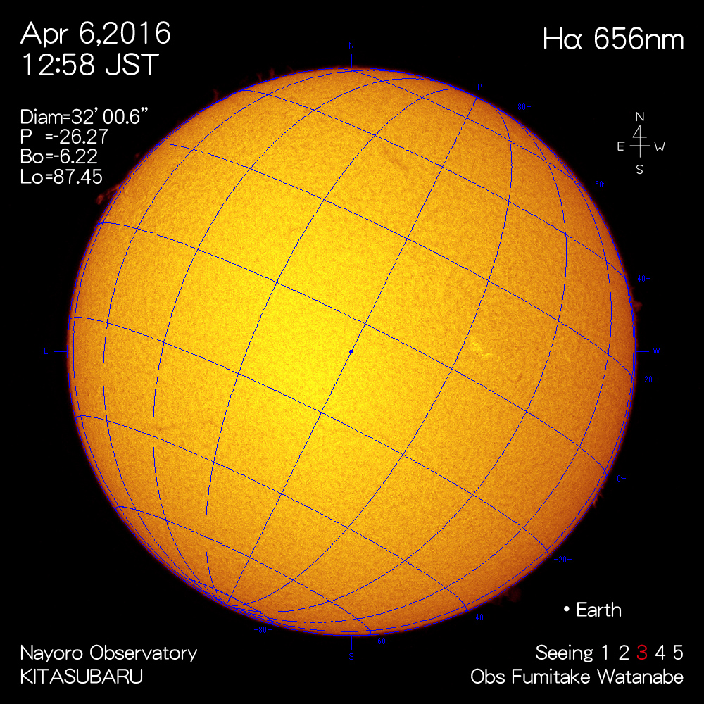 2016年4月6日Hα波長の太陽