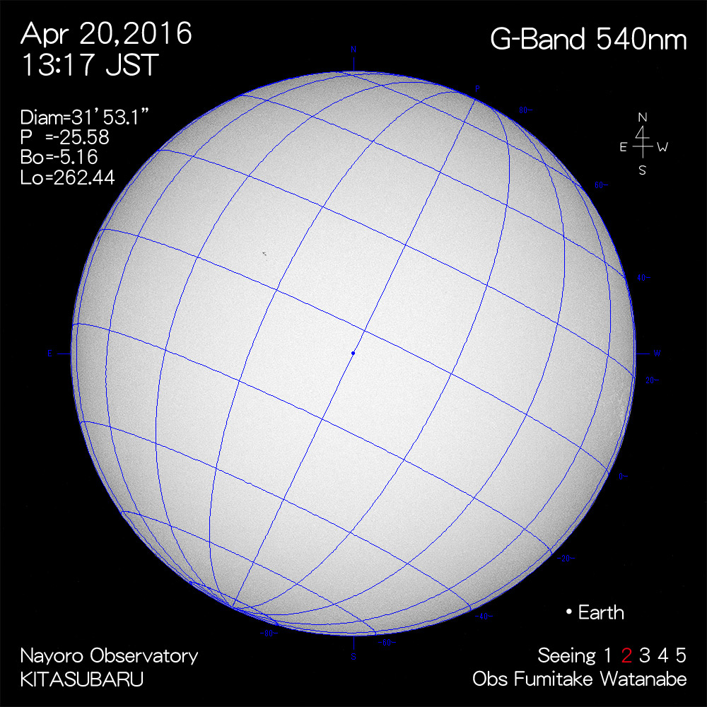 2016年4月20日540nm波長の太陽