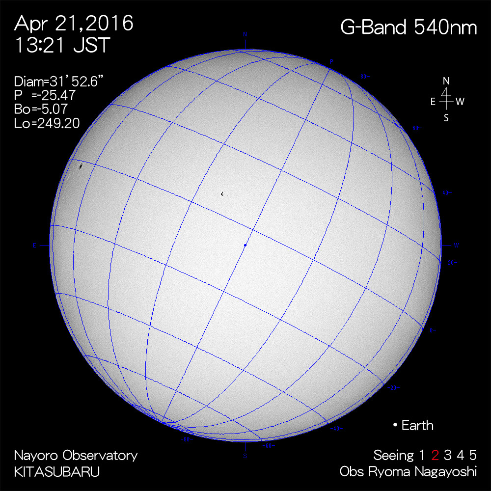 2016年4月21日540nm波長の太陽