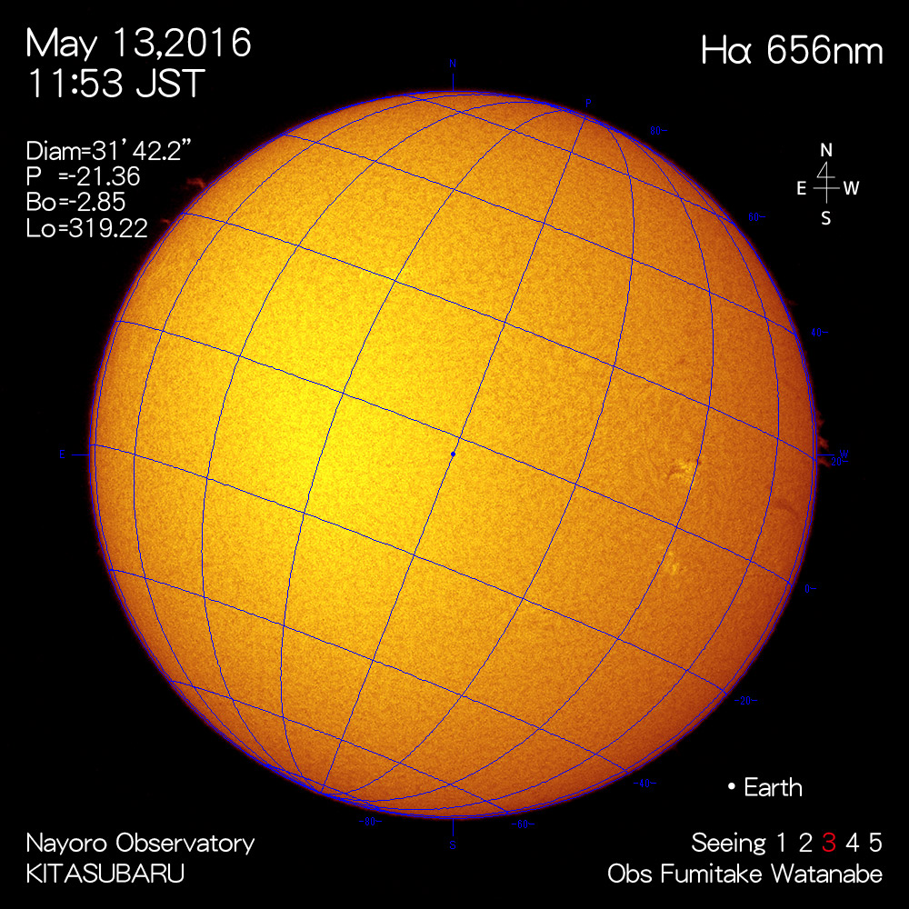 2016年5月13日Hα波長の太陽
