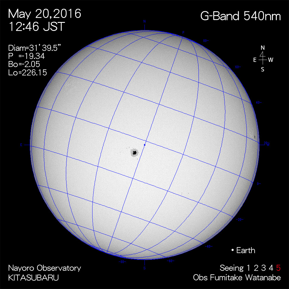 2016年5月20日540nm波長の太陽