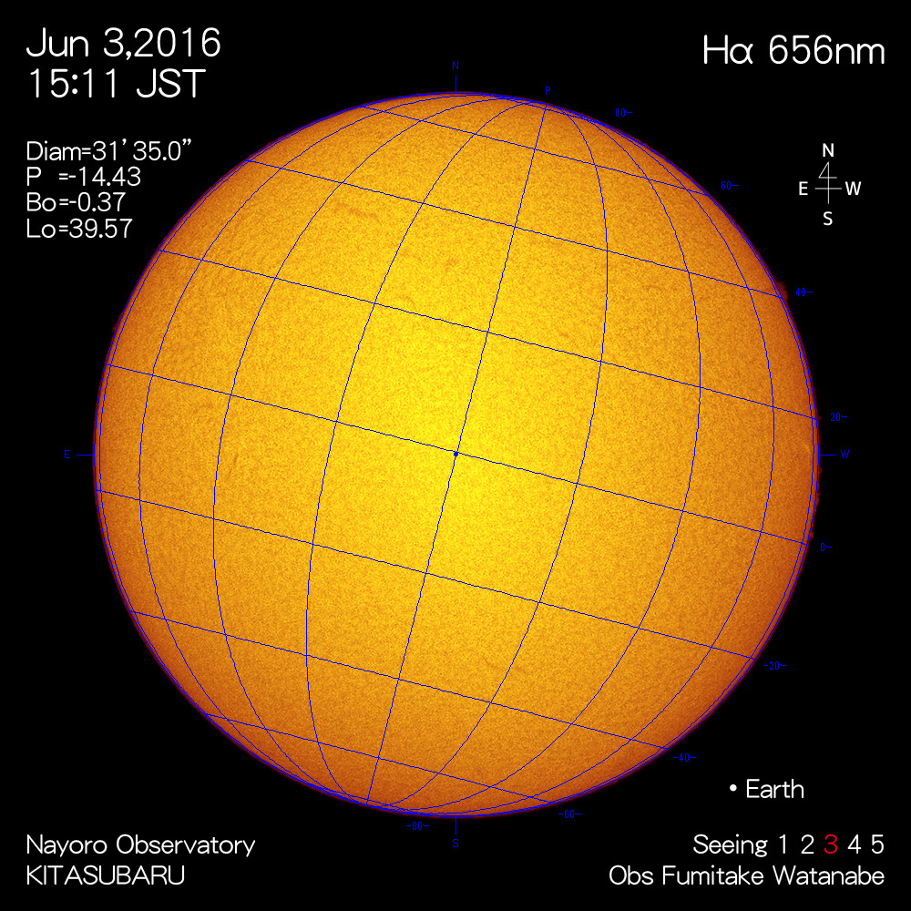 2016年6月3日Hα波長の太陽