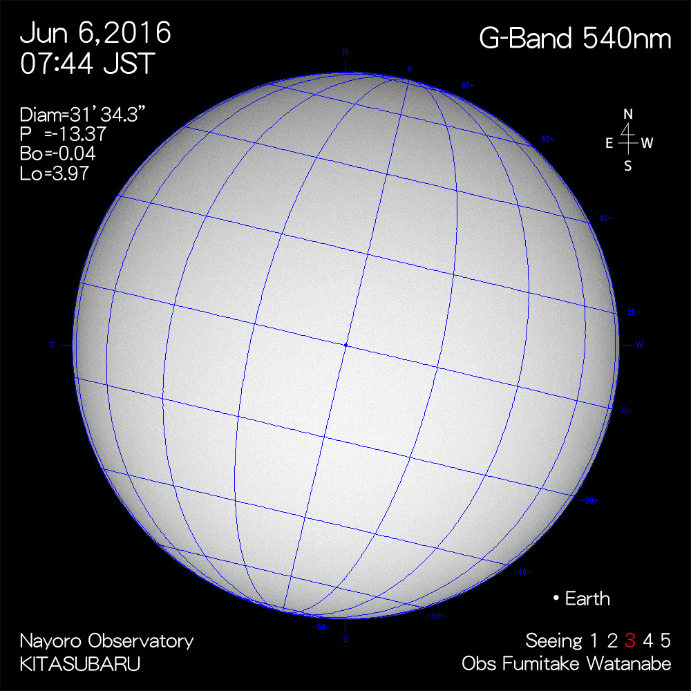 2016年6月6日540nm波長の太陽