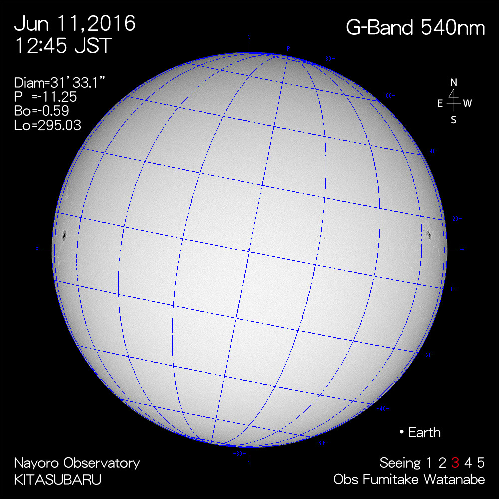 2016年6月11日540nm波長の太陽