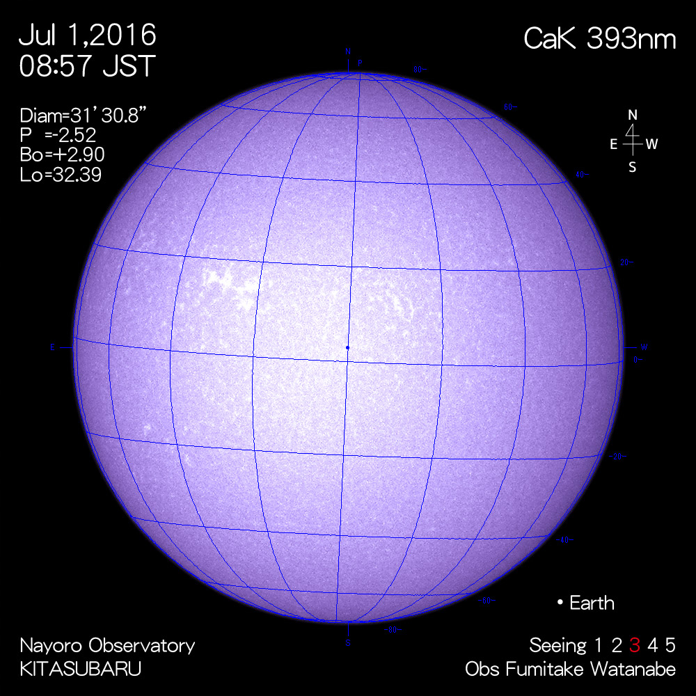 2016年7月1日CaK波長の太陽