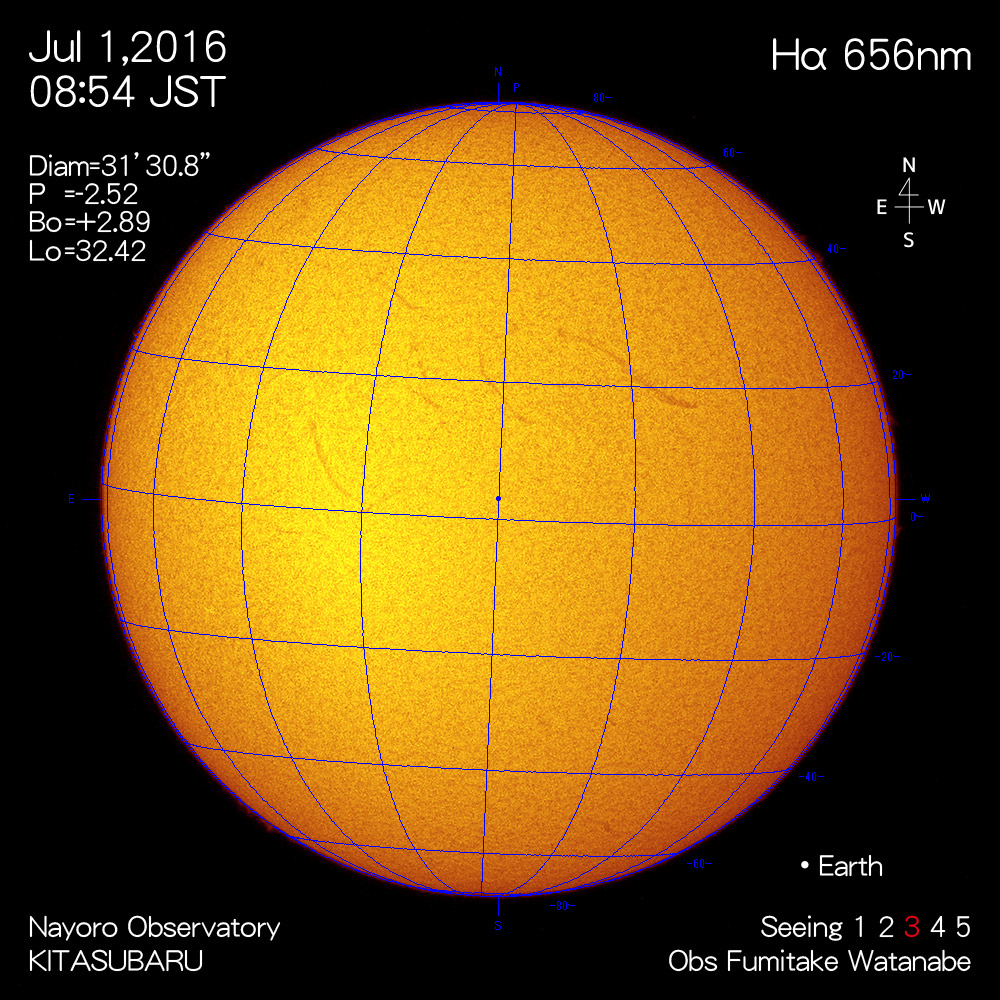 2016年7月1日Hα波長の太陽