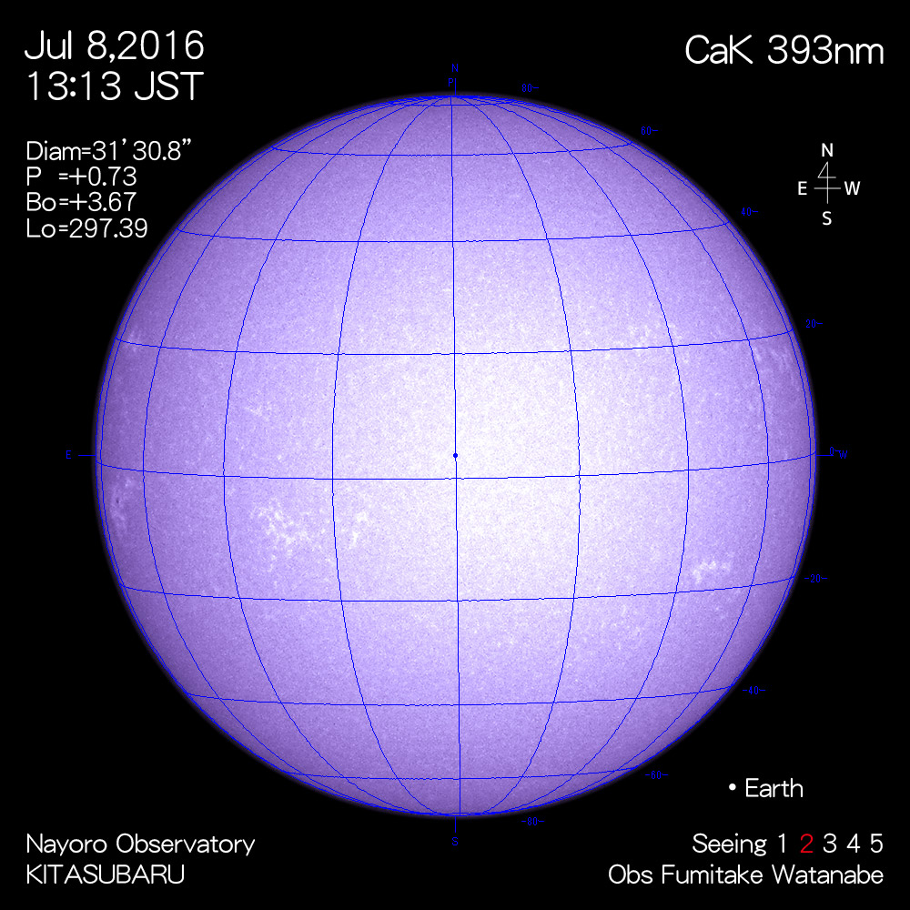 2016年7月8日CaK波長の太陽