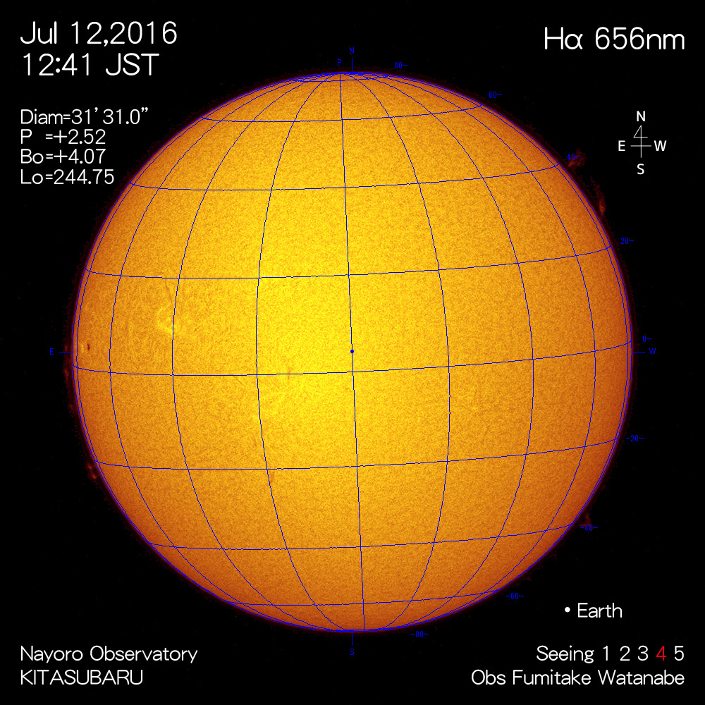 2016年7月12日Hα波長の太陽