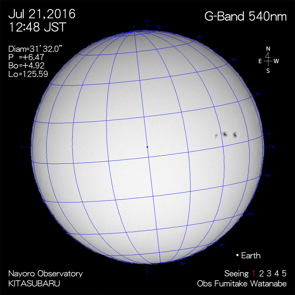 2016年7月21日540nm波長の太陽