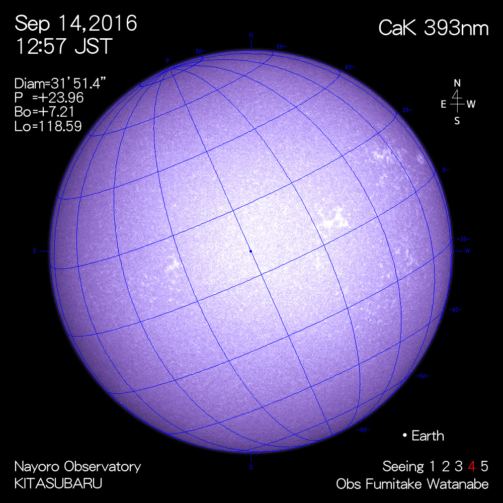 2016年9月14日CaK波長の太陽