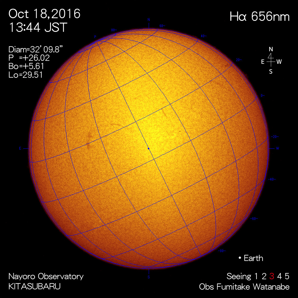 2016年10月18日Hα波長の太陽