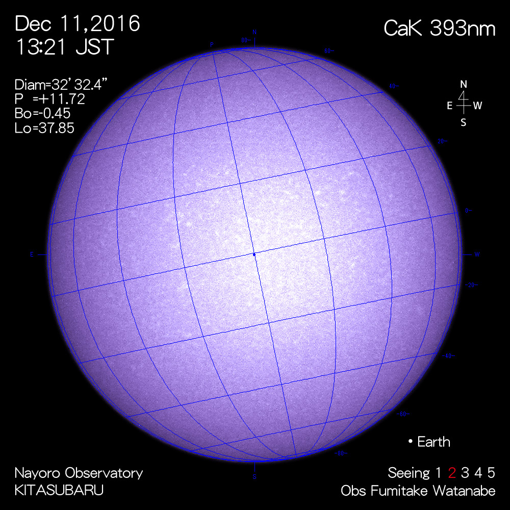 2016年12月11日CaK波長の太陽