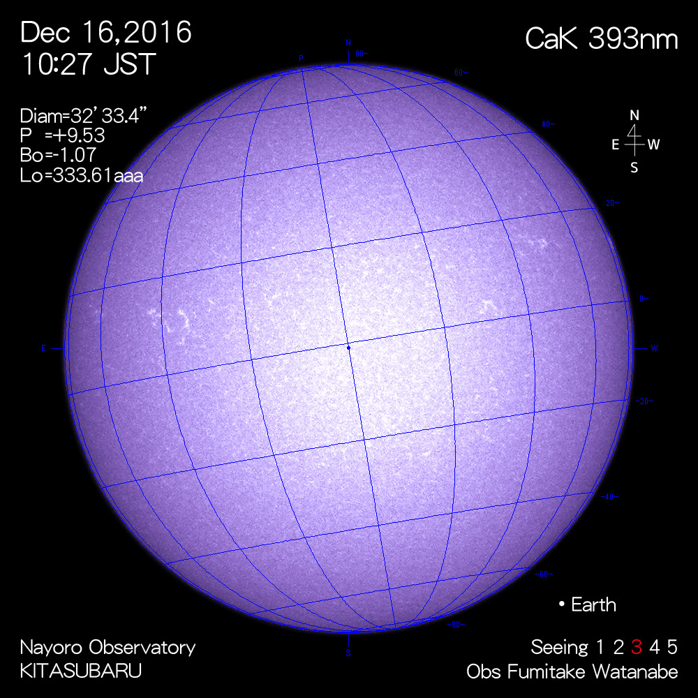2016年12月16日CaK波長の太陽