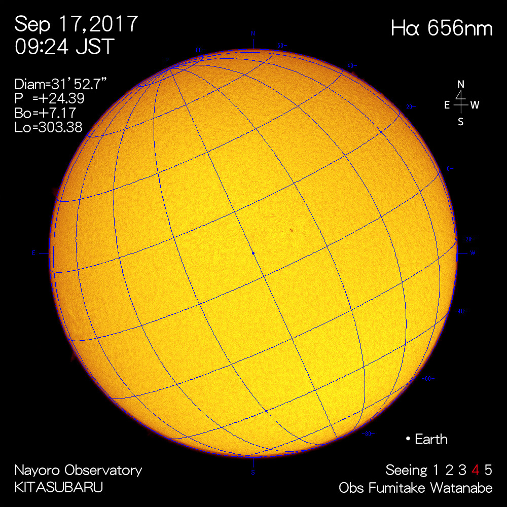 2017年9月17日Hα波長の太陽