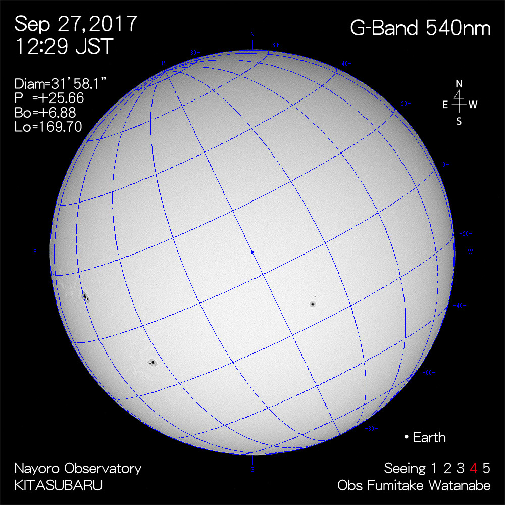2017年9月27日540nm波長の太陽