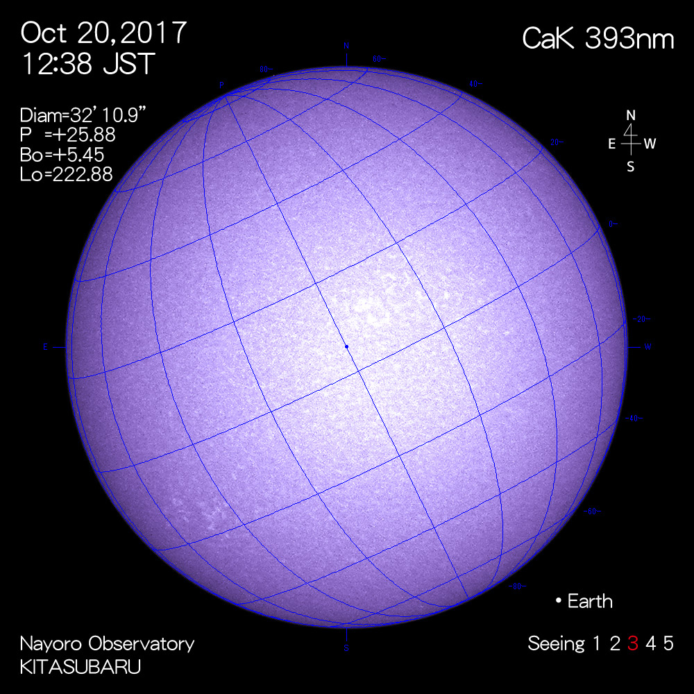 2017年10月20日CaK波長の太陽
