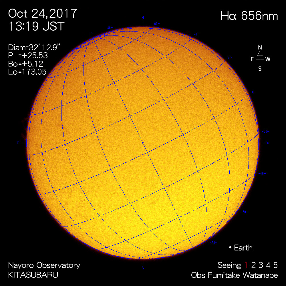 2017年10月24日Hα波長の太陽