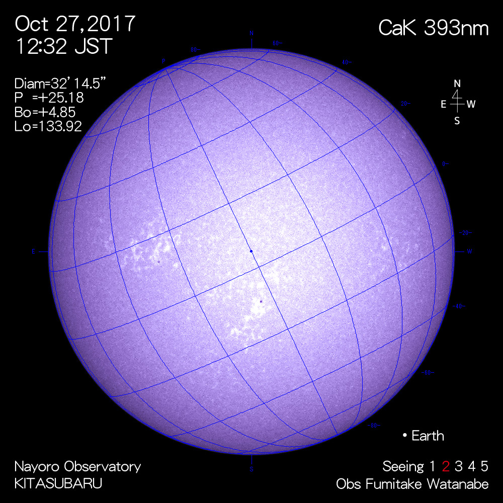 2017年10月27日CaK波長の太陽
