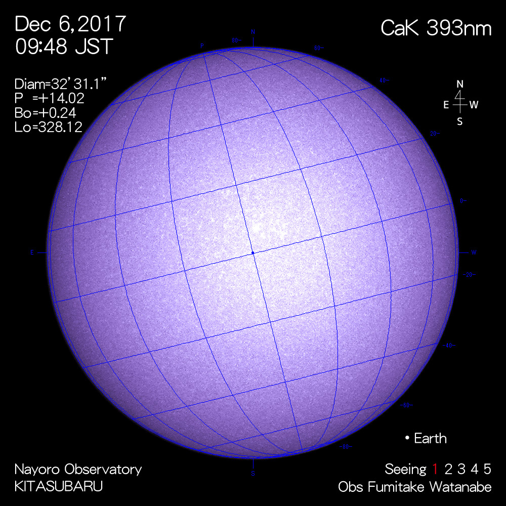 2017年12月6日CaK波長の太陽