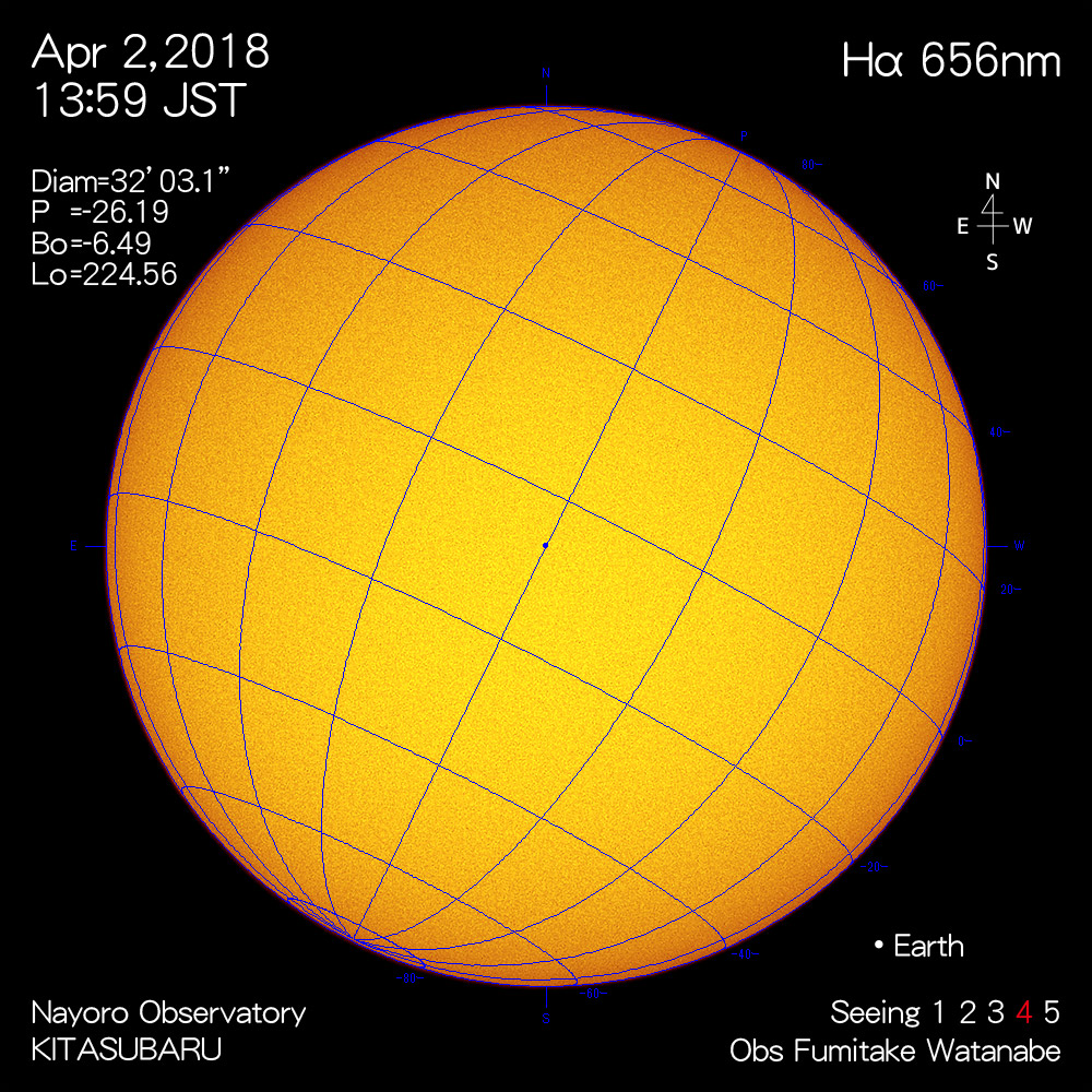 2018年4月2日Hα波長の太陽