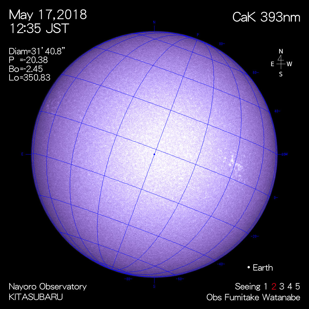 2018年5月17日CaK波長の太陽