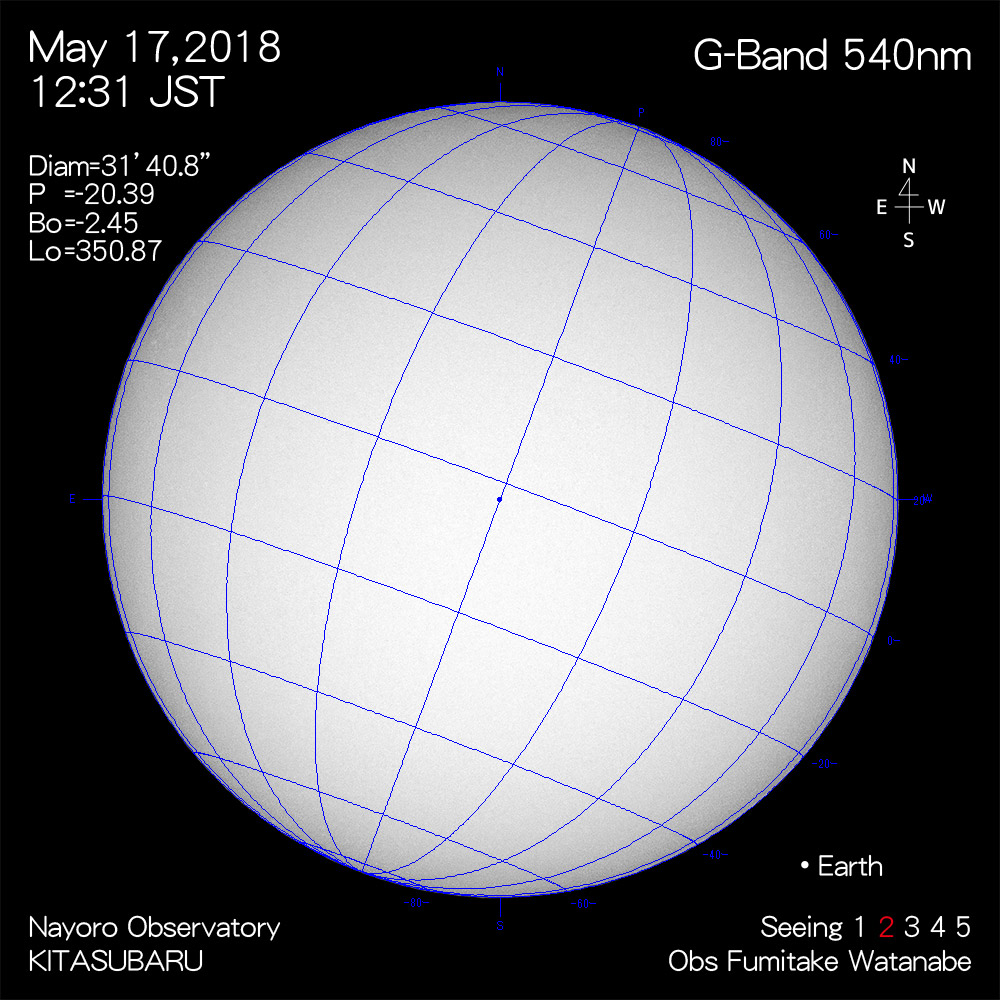 2018年5月17日540nm波長の太陽
