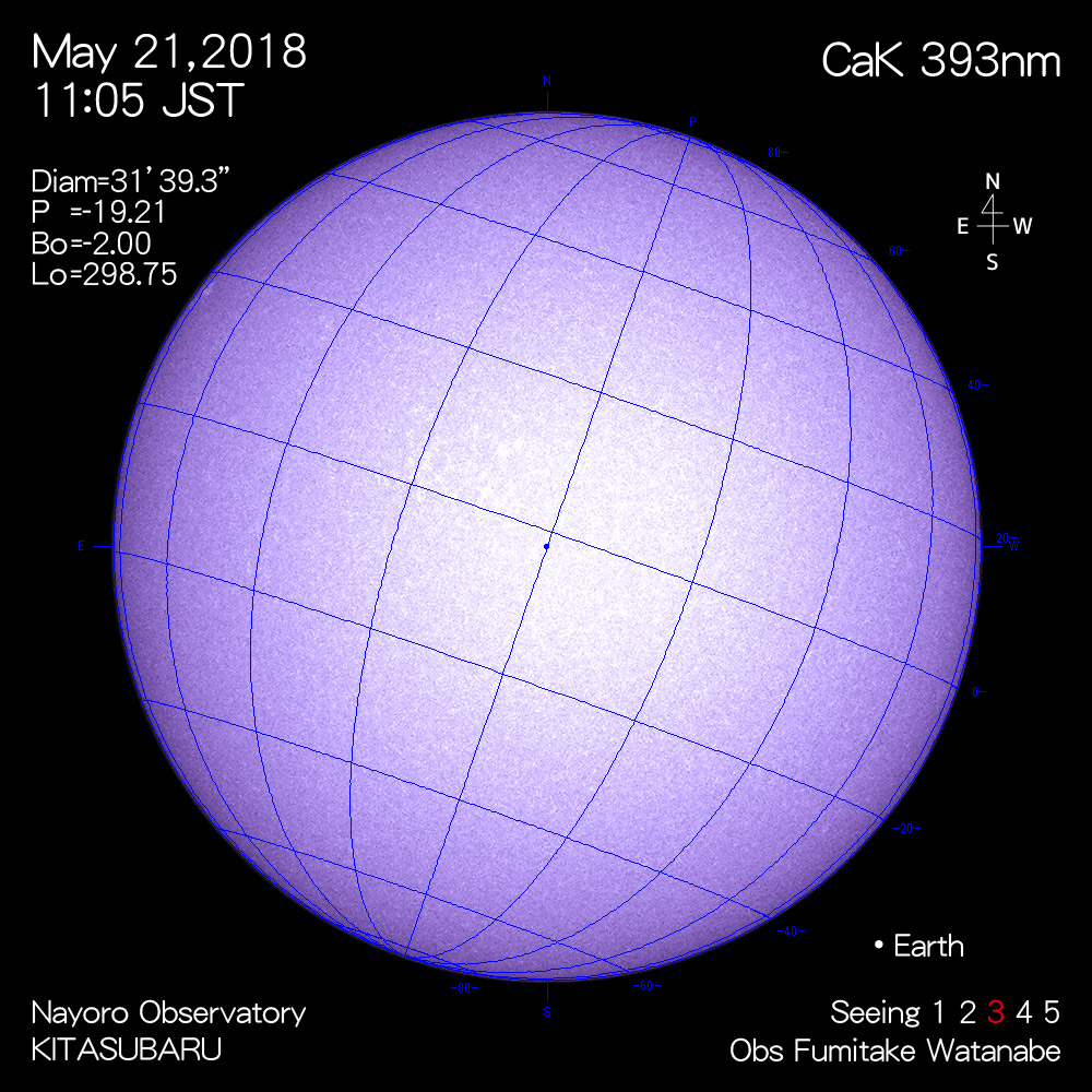 2018年5月21日CaK波長の太陽