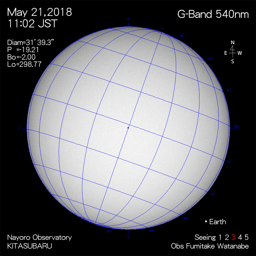 2018年5月21日540nm波長の太陽